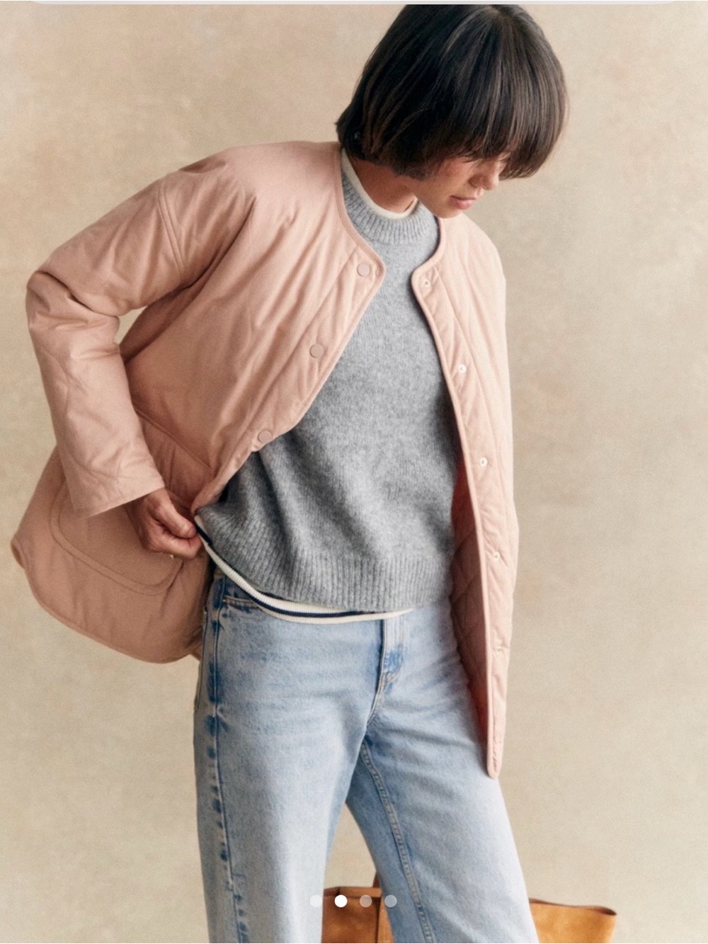 Sezane Quilted Light Olive Green Women’s Jacket - Picture 14 of 15